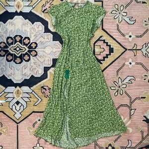 Reformation Green floral Midi dress